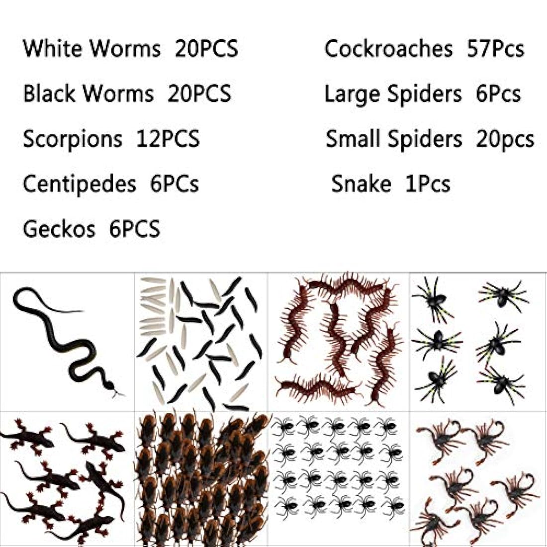 148 piezas de plástico insectos truco broma decoración
