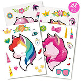 Mocoosy - 48 pegatinas de cara de unicornio para niños