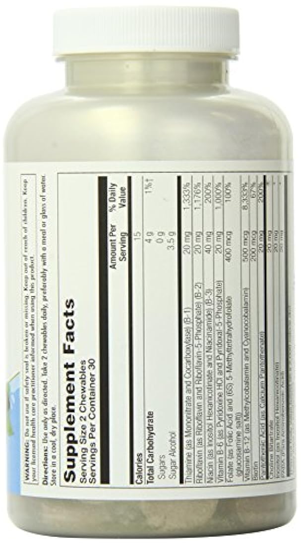 KAL Coenzyme B-Complex Tabletas, Cacao Menta, 60 unidades