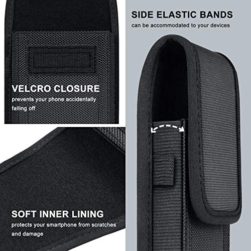 ykooe Funda de nailon para teléfono celular con clip para cinturón compatible con iPhone 12, 12 Pro, 11, 11 Pro, 13, 13 Pro, XR X 6 7 8 Plus Samsung Galaxy S20 S21 FE S10+ S9 A51 A01 LG Google - Grande