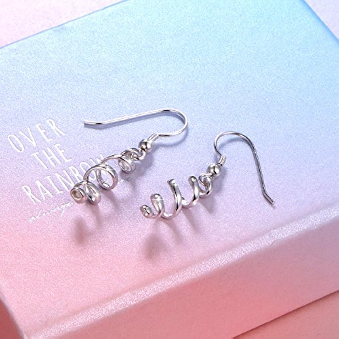 Linear Jewelry - Pendientes colgantes de plata de ley