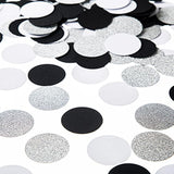 Confeti de estrella, corazón y círculo, Negro Blanco Plata