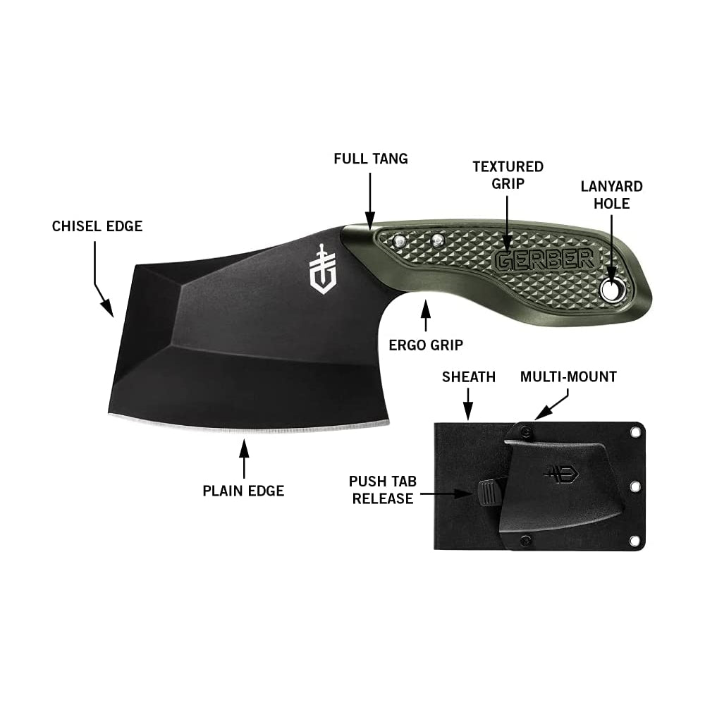 Cuchillo de hoja fija con funda, verde