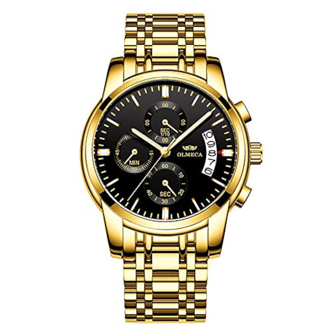 Relojes de pulsera para hombre de acero inoxidable dorado