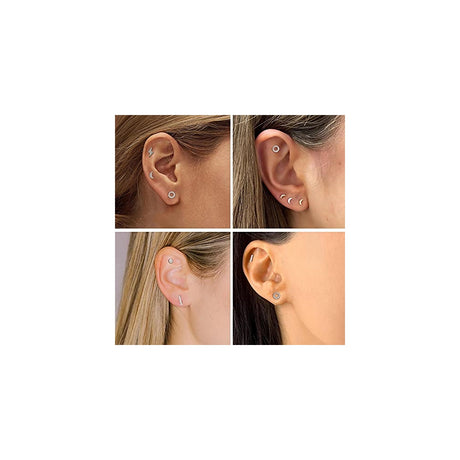 Aretes de tuerca de plata hipoalergénicos para mujeres