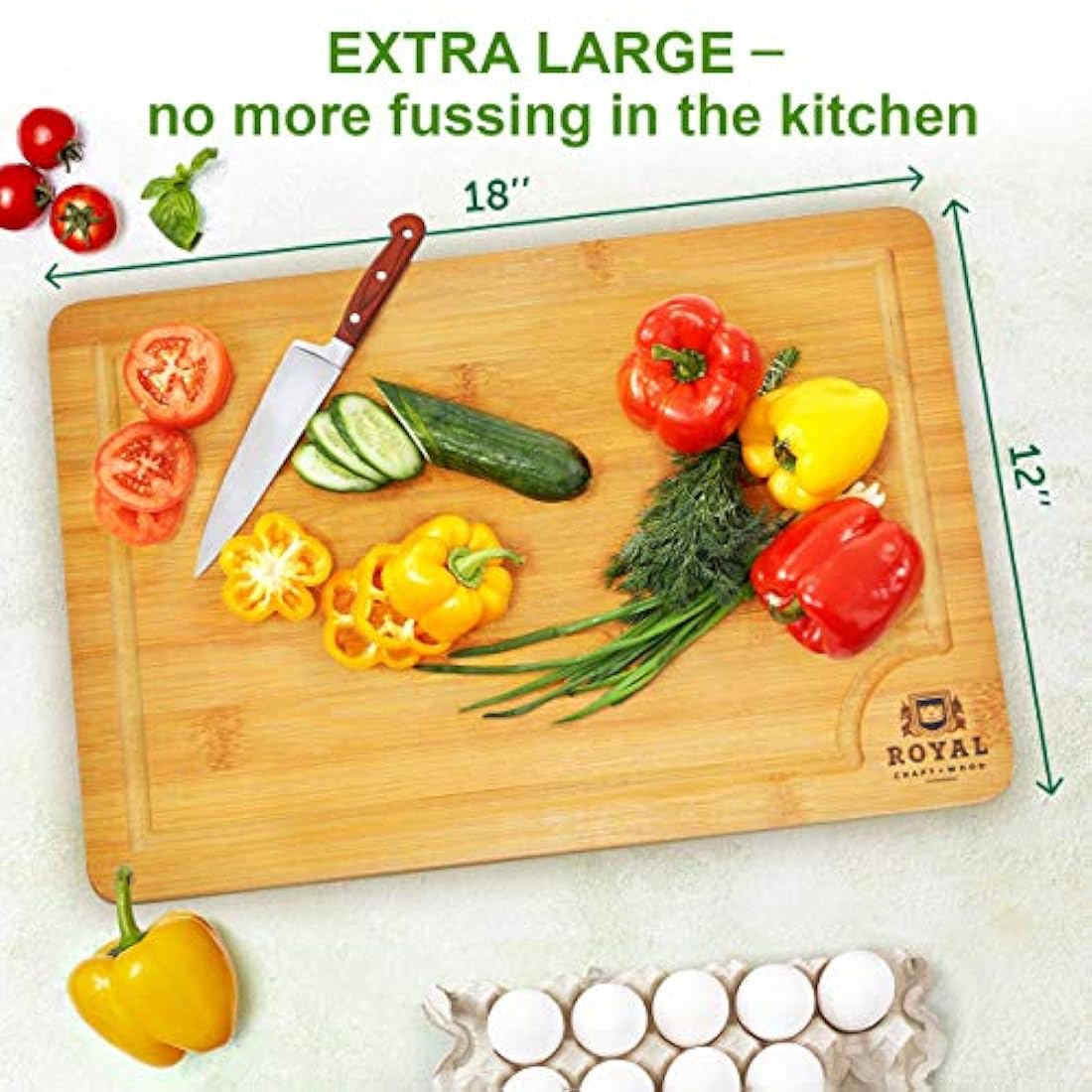 Tabla de cortar de bambú orgánico con ranura para jugo