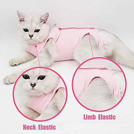 TRAJE de recuoercaion profesional para gatos para heridas abdominales y enfermedades de la piel, alternativa de cuello electrónico para gatos y perros, después de la cirugía, antilamer y recomendado por veterinarios (rosa, L