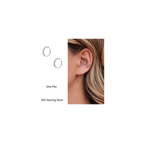 Aretes de plata de aro falsos con circonita cúbica