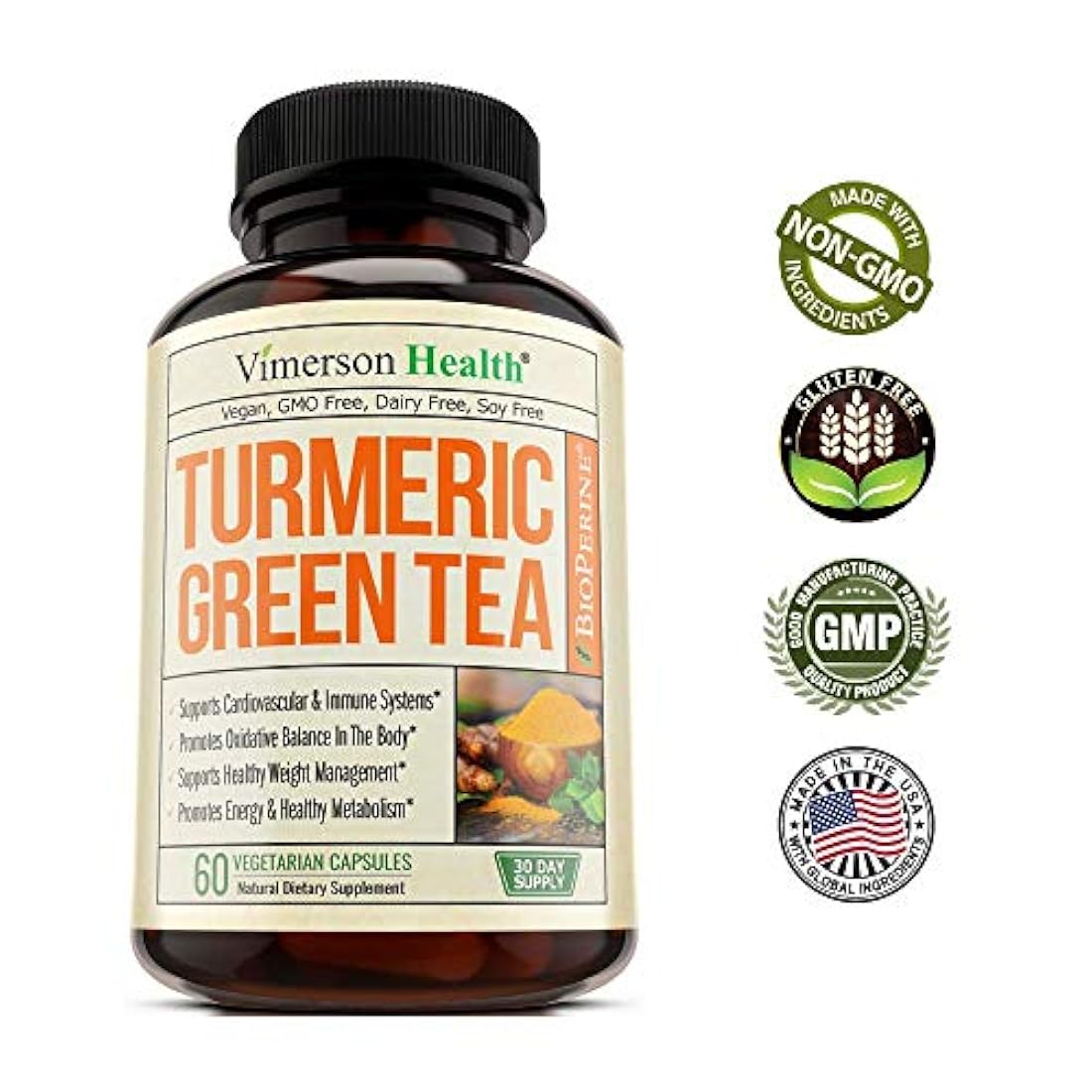 Curcumina de cúrcuma con suplemento de extracto de té verde.