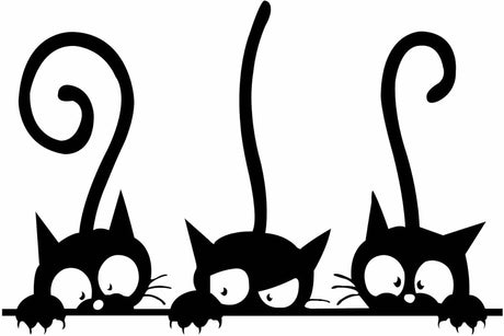 Calcomanías de arte de pared de tres gatos para dormitorio sala de estar, cafetería, calcomanías decorativas extraíbles (pequeño)