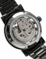 Reloj mecánico de cuerda de acero inoxidable negro
