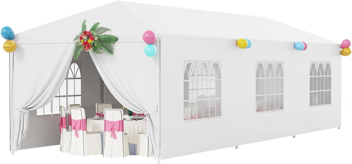 Carpa de fiesta 10x30 con 8 paredes removibles y toldo