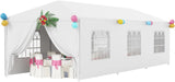 Carpa de fiesta 10x30 con 8 paredes removibles y toldo