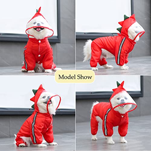 Impermeable con capucha para perro dinosaurio y lluvia