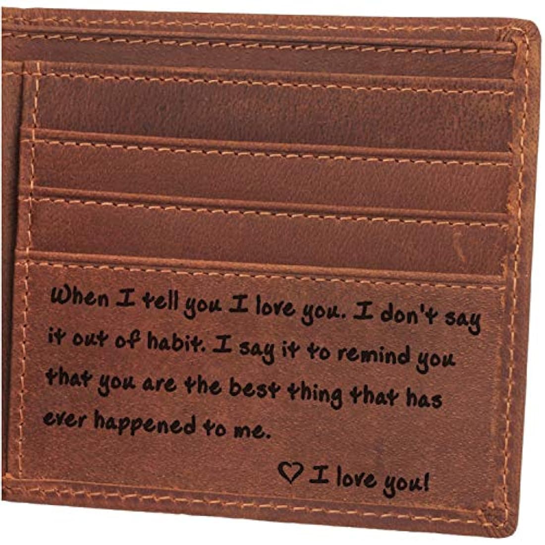 Cartera de piel personalizada para hombre, con grabado