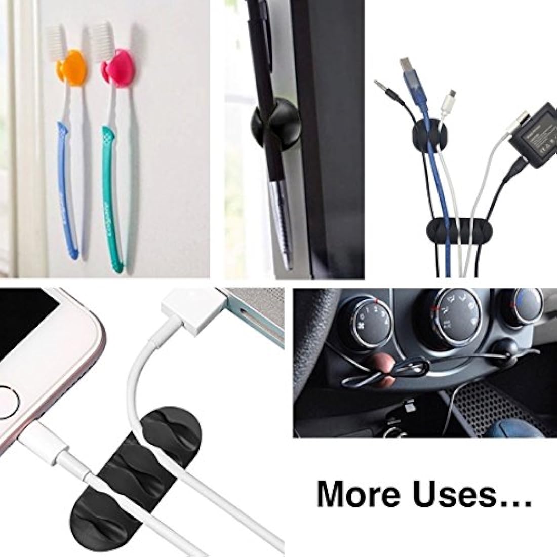 24 soportes autoadhesivos para cables de oficina