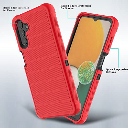 Leptech Funda para Samsung Galaxy A13 5G con protector de pantalla de TPU, [Serie Funda] Funda protectora con clip para cinturón, resistente a prueba de golpes, funda para teléfono celular (rojo)