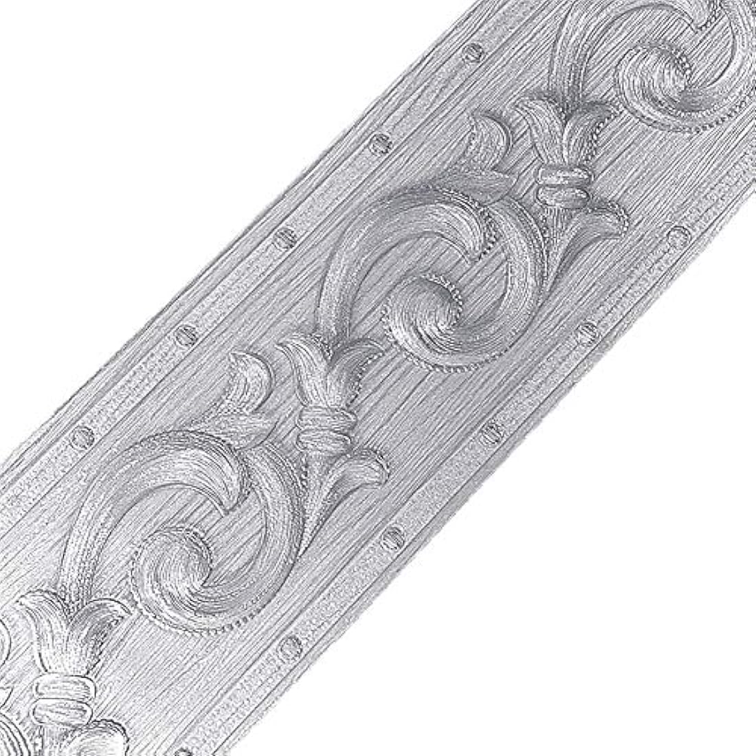 cenefa autoadhesivos, diseño de flores 3D plateadas.