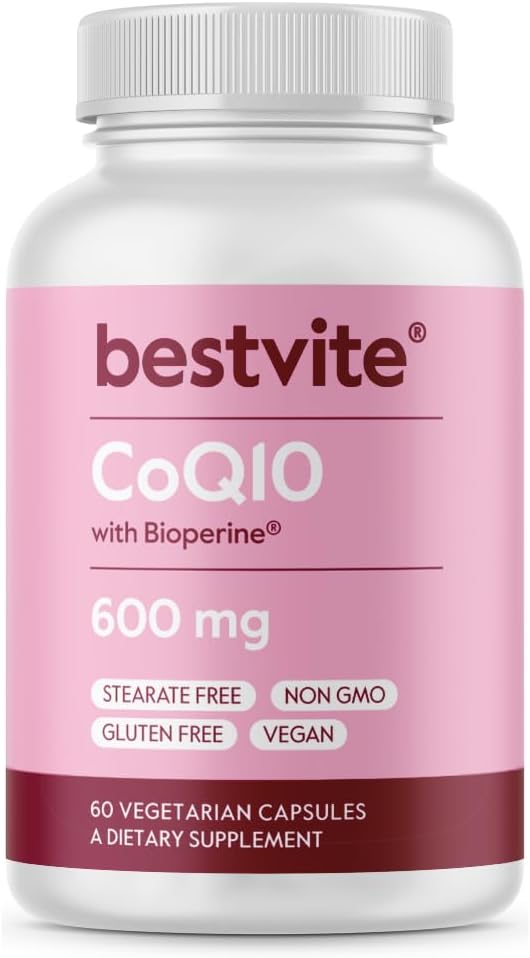 BESTVITE CoQ10 600mg Vegano con Bioperine - 60 Cápsulas