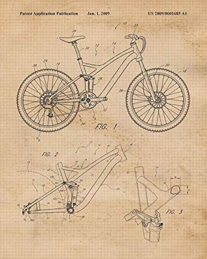 carteles de arte de patente de bicicleta de montaña