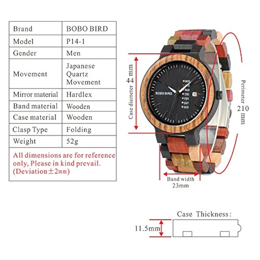 Reloj de madera natural Colorido