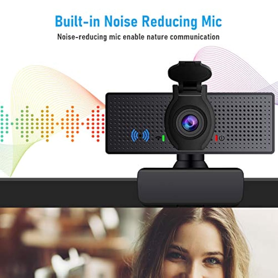 Webcam con micrófono,1080P HD y cubierta de privacidad, USB