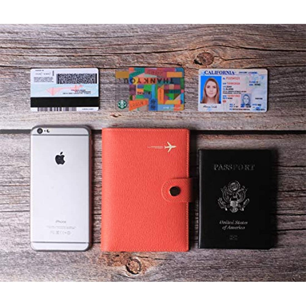 Portadocumentos de viaje de cuero auténtico para pasaporte
