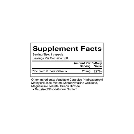 Suplementos Altamente biodisponible food-grown Zinc 60 Cáp