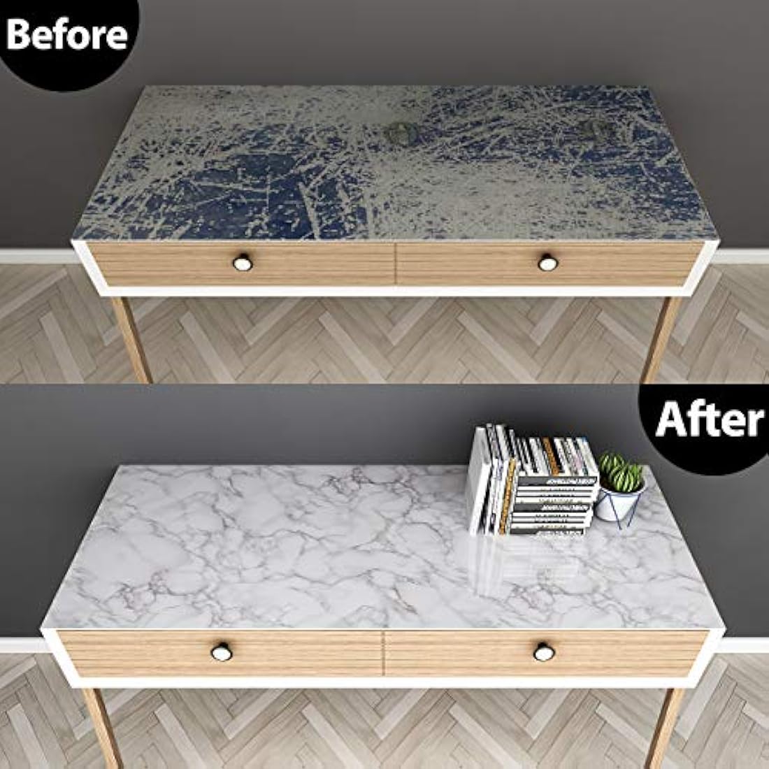Vinilo brillante para pared  aspecto de granito blanco