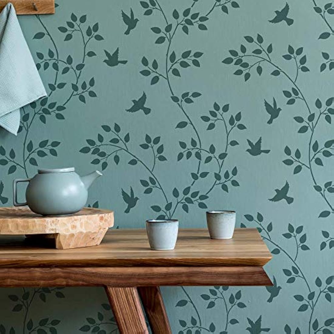 Plantilla de pared, Plantilla de vid y pájaro