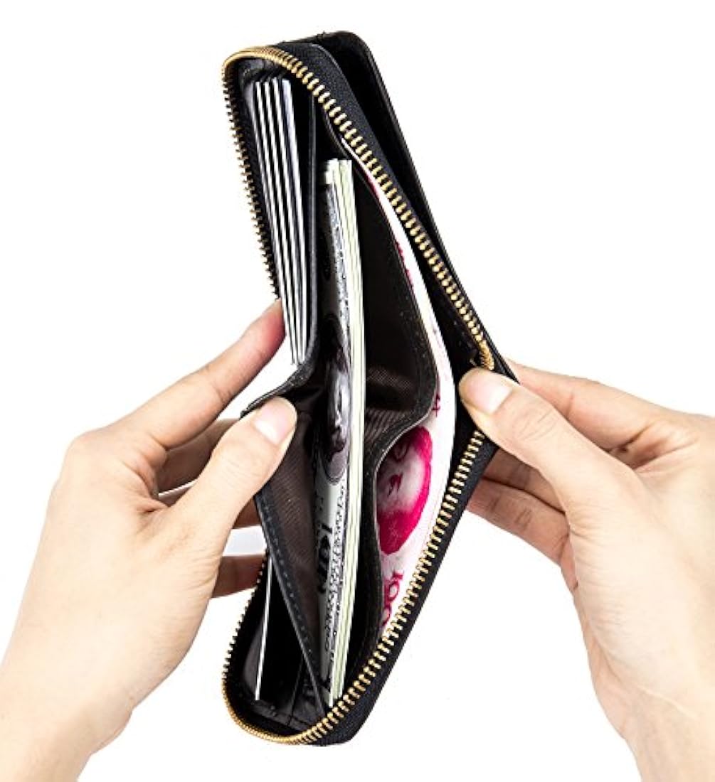 Cartera de cuero para hombre con cremallera alrededor RFID