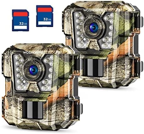 Cámara de Caza WOSPORTS 24MP 1080P HD, Visión Nocturna, 2 Pack