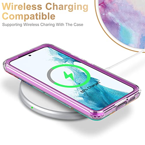 ESDOT Funda para Samsung Galaxy S22 Plus, grado militar, prueba de caída de 21 pies, resistente con diseños de moda para mujeres y niñas, funda protectora para Galaxy S22+ Plus 6.6 pulgadas, estampado mármol ópalo colorido