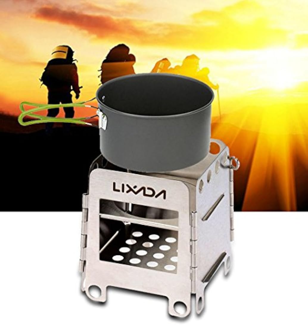 Lixada. Estufa de leña portable de acero inoxidable,plegable