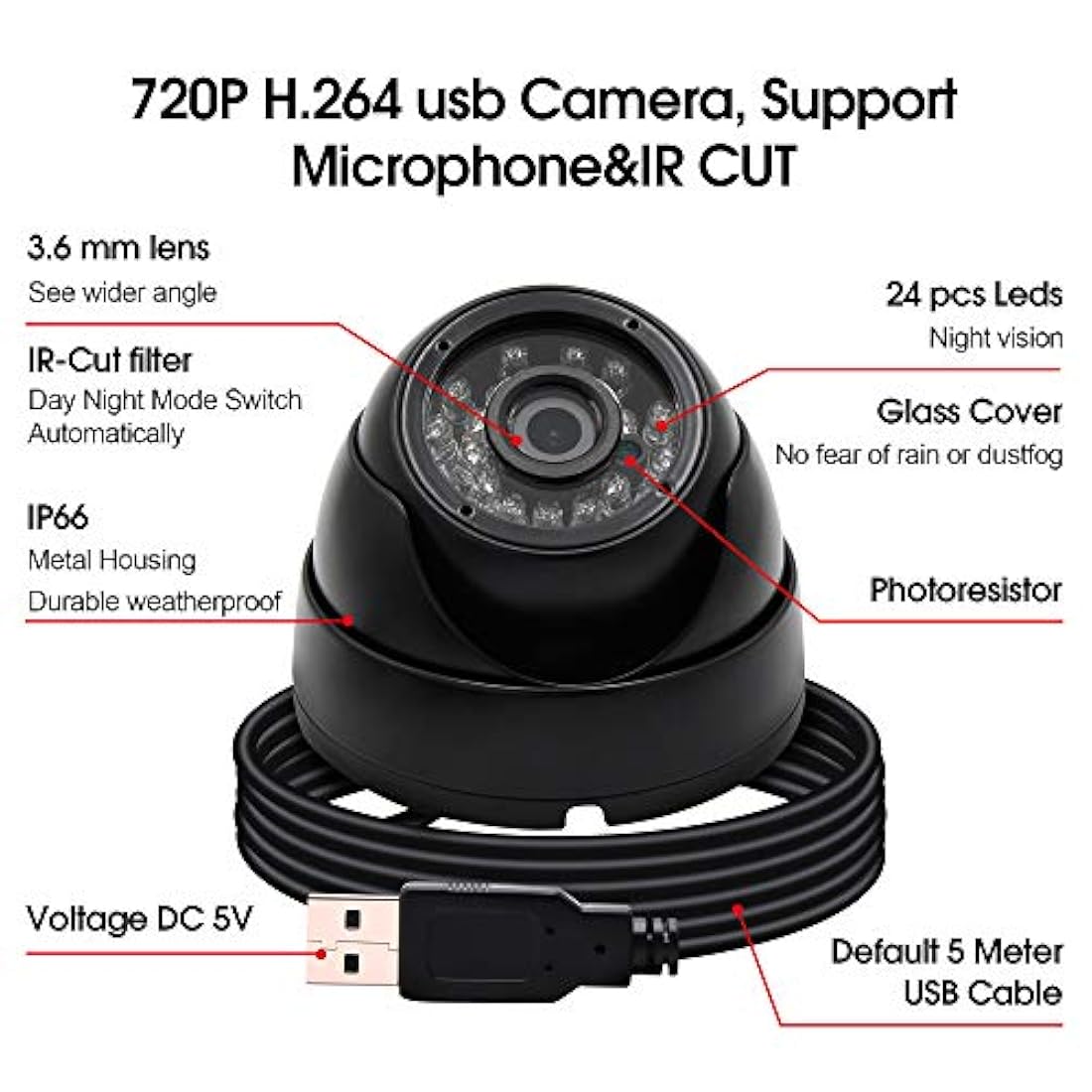 Cámara web USB de 1 megapíxel con sensor de imagen