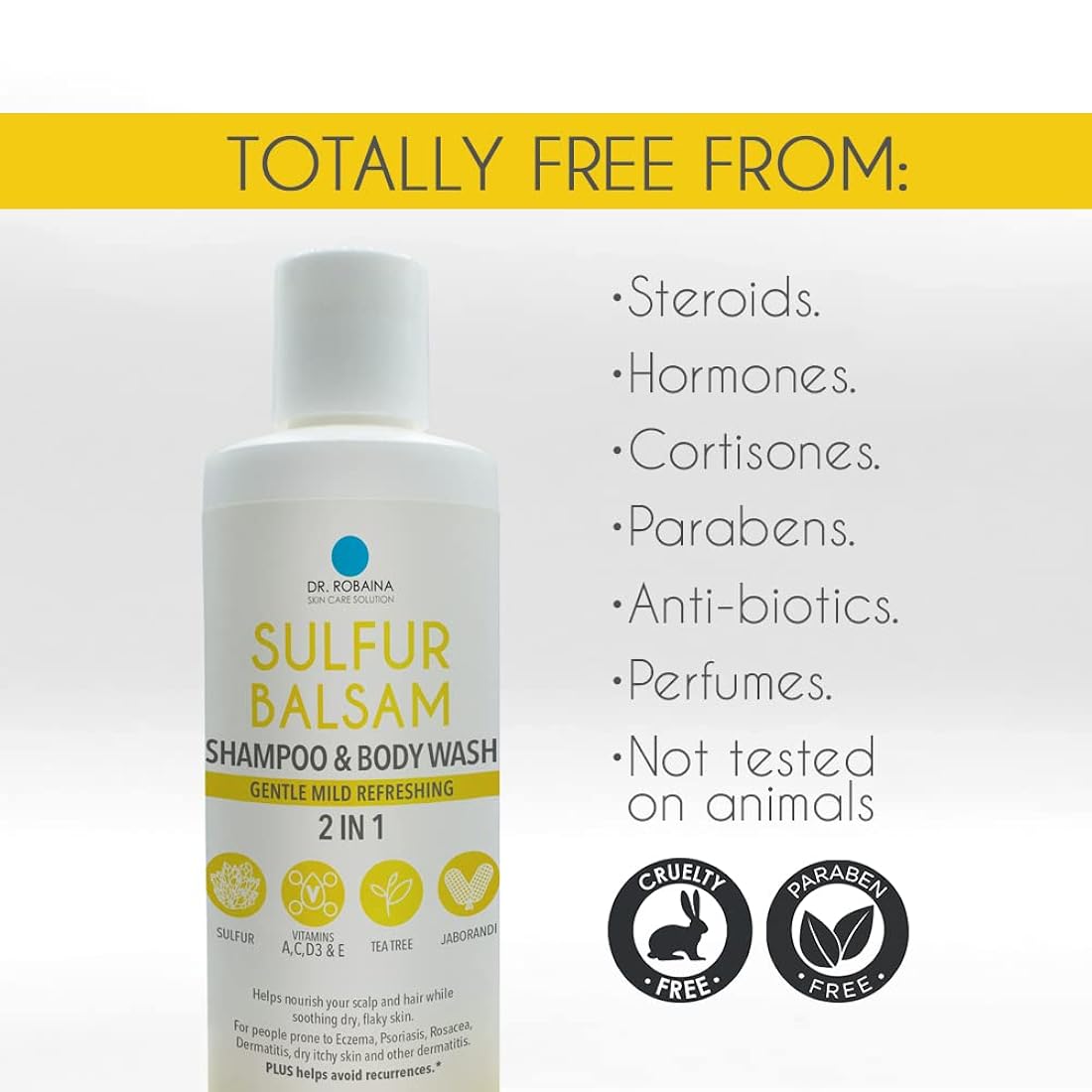 Champú y gel de baño de bálsamo de azufre Dr. Robaina