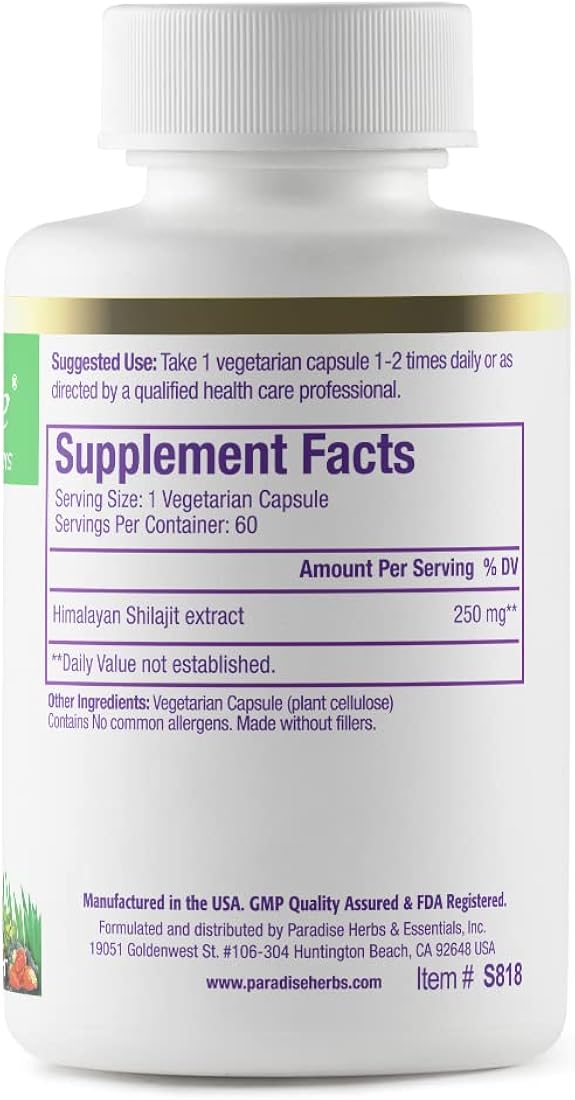 Suplemento Herbs Shilajit planta activa entera 60 cáp