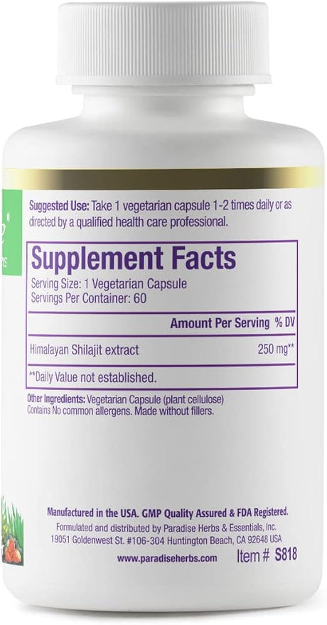 Suplemento Herbs Shilajit planta activa entera 60 cáp