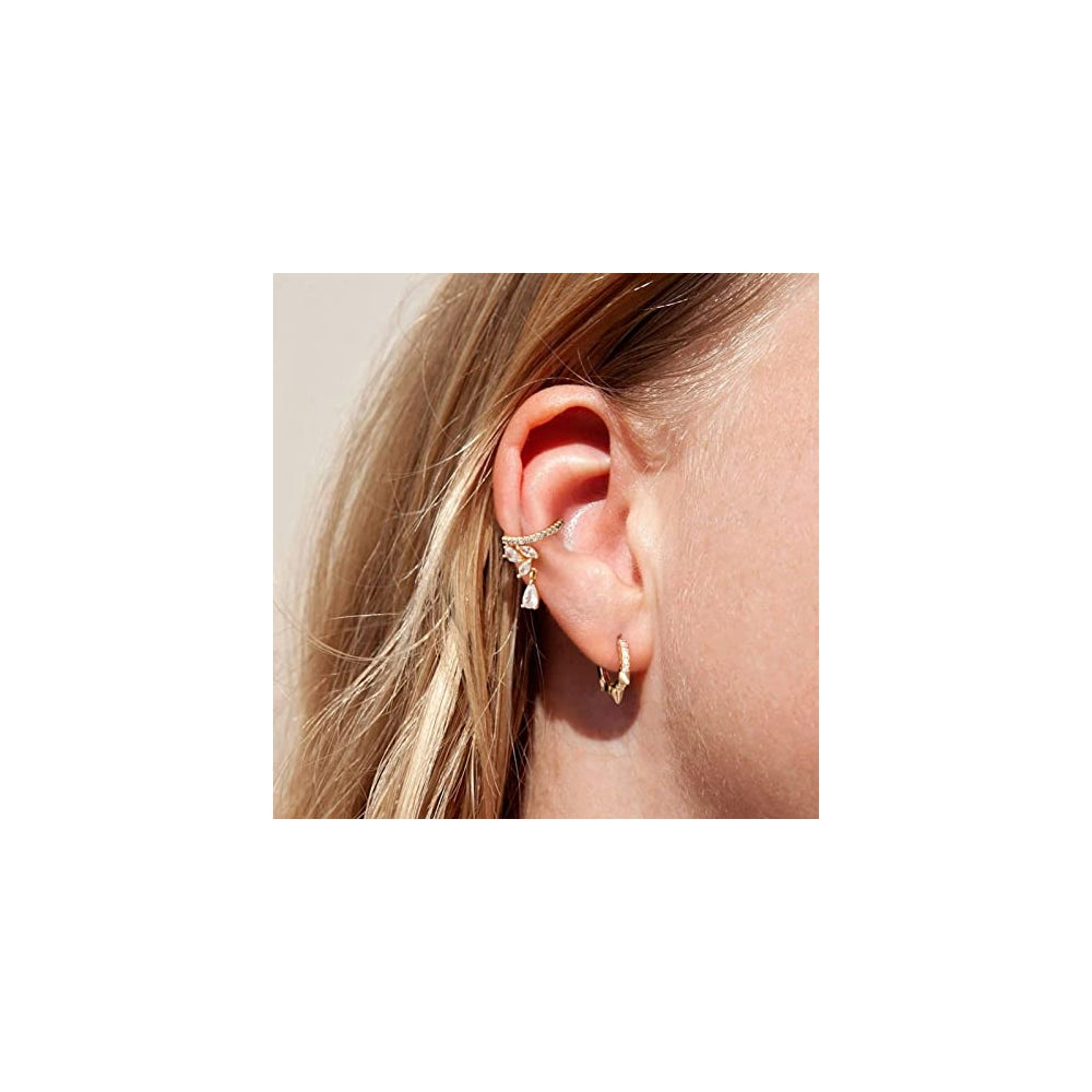 Aretes de aro chapado en oro de 14 quilates para mujer