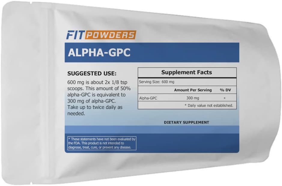 Polvo Alpha-GPC, No GMO, Vegano, Pre-Entreno, Memoria y Enfoque
