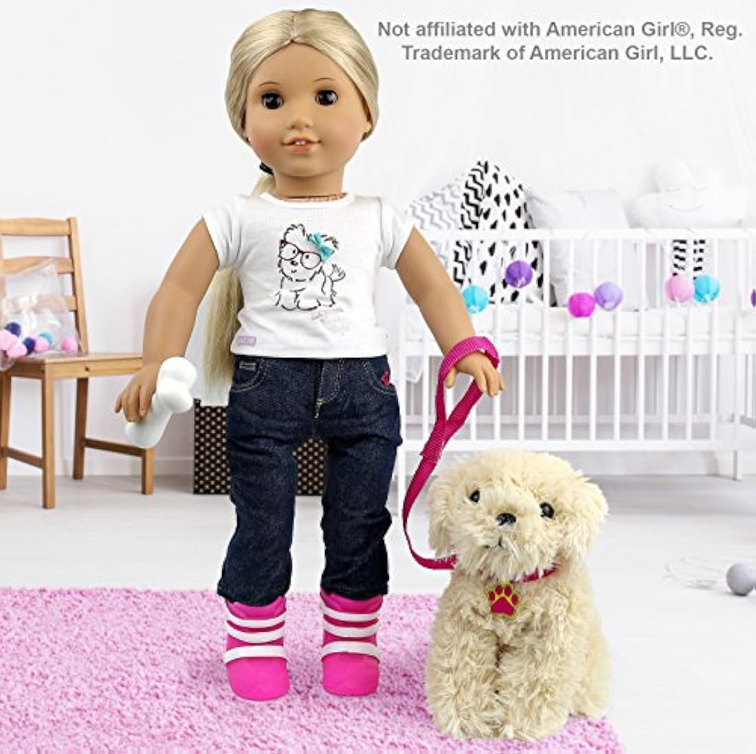 Set 9 accesorios de muñecas con cachorro de peluche