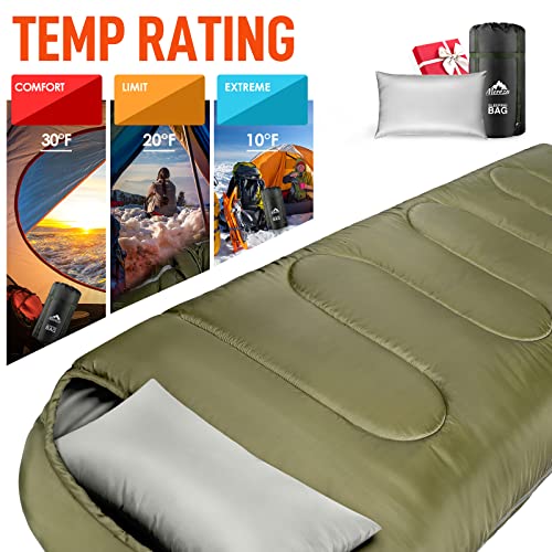 Saco de dormir para adultos XL para clima frío con saco
