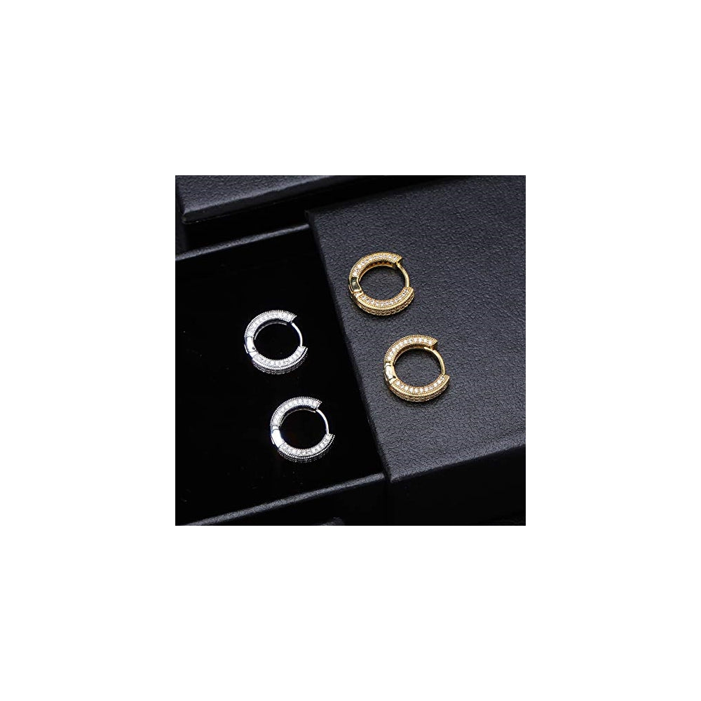 Aretes de aro con circonita cúbica  chapados en oro