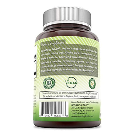 Amazing India Arjuna Veggie – 500 mg 120 Cápsulas