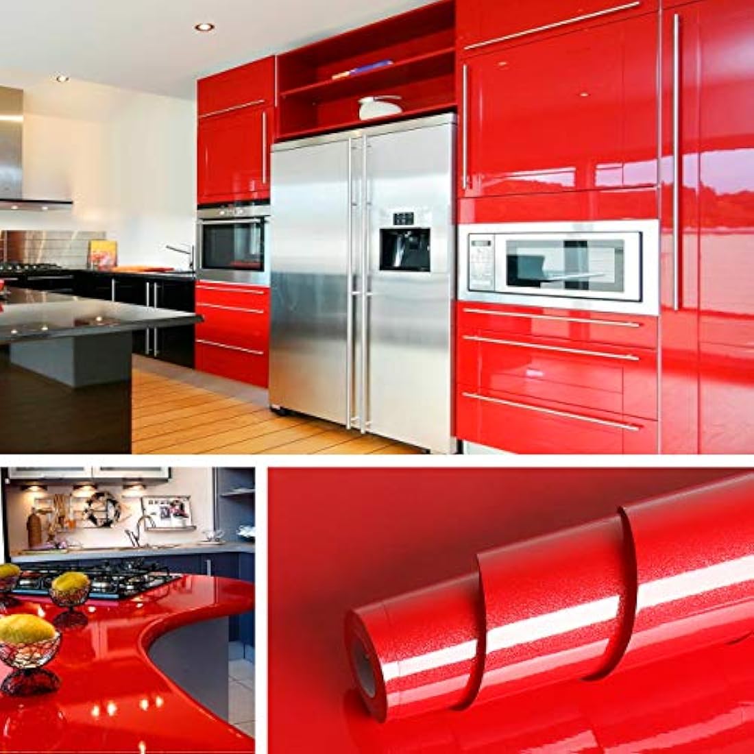 Livelynine - Papel pintado color rojo brillante Rojo