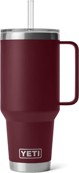 Vaso YETI Rojo con Asa y Tapa de Popote, Acero Inoxidable