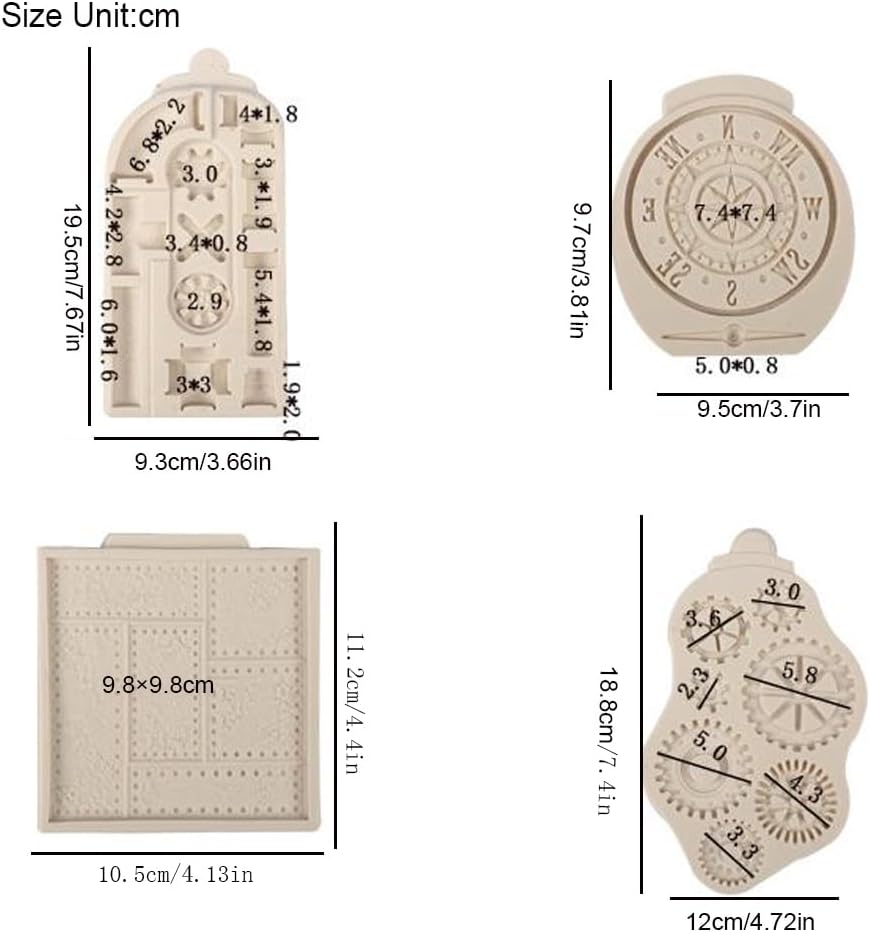 Moldes de fondant vintage en relieve 4 piezas de moldes