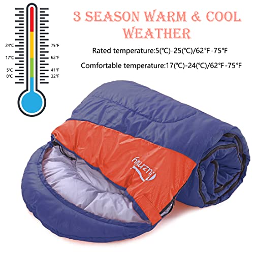 Kuzmaly Camping Sleeping Bag 3 Seasons Lightweight &amp;Waterproof with Compression Sack Camping Sleeping Bag Indoor &amp; Outdoor for Adults &amp; Kids…