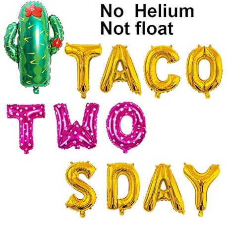 Kit de decoración Pancarta de Taco de dos días, globos