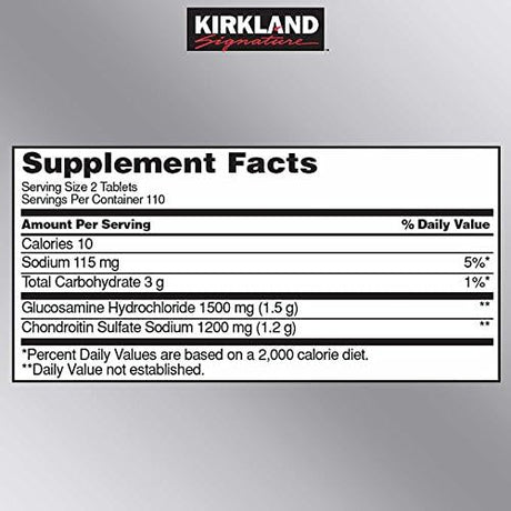 Glucosamina y Condroitina Kirkland, 220 Tabletas (2 Paquetes)